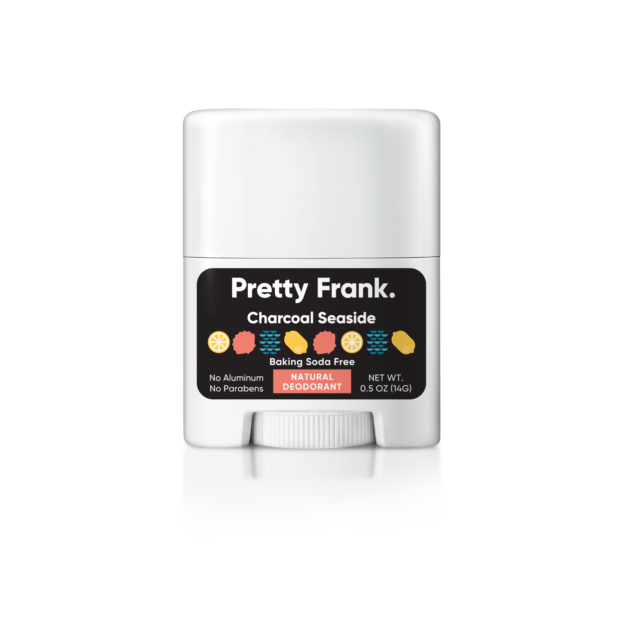 Pretty Frank Natural Aluminum-Free & Baking Soda-Free Travel Deodorant Sticks, Unscented, Woodlands & Charcoal Seaside (3-Pack)