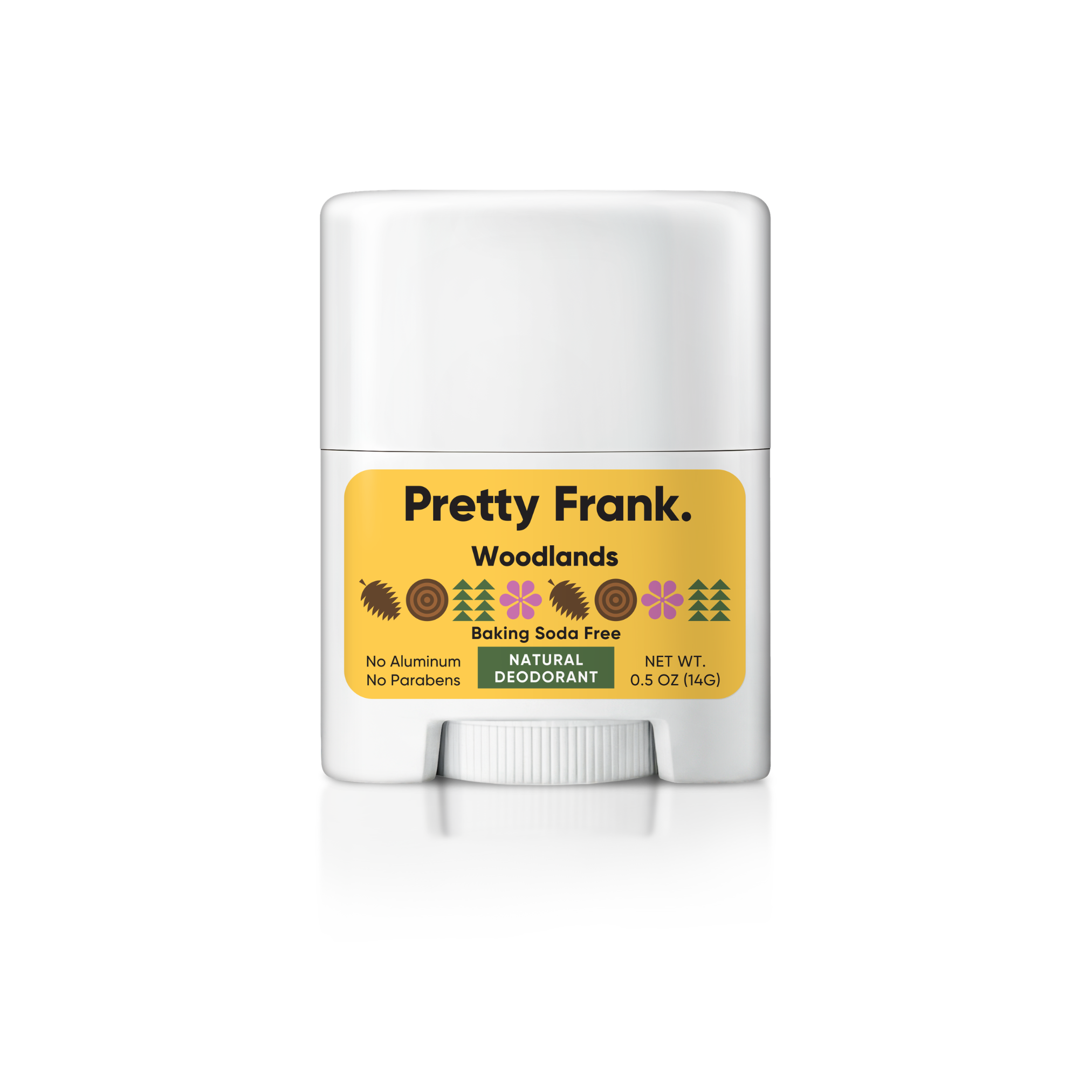 Pretty Frank Natural Aluminum-Free & Baking Soda-Free Travel Deodorant Sticks, Unscented, Woodlands & Charcoal Seaside (3-Pack)