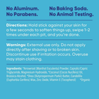 Pretty Frank Unscented baking soda free natural deodorant stick directions, warnings, and full ingredient list