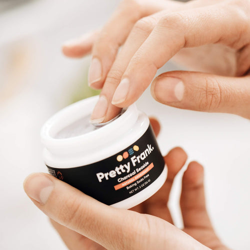 Pretty Frank baking soda free natural deodorant jar for sensitive skin – lifestyle photo