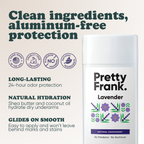 Pretty Frank Lavender extra strength natural deodorant stick with baking soda: 24-hour odor protection, with shea butter and coconut oil for hydration