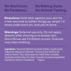 Pretty Frank baking soda free natural deodorant stick directions, warnings, and full ingredient list