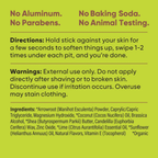 Pretty Frank Coconut Lime baking soda free travel size deodorant directions, warnings, and full ingredient list
