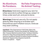 Pretty Frank Jasmine extra strength travel size deodorant with baking soda directions, warnings, and full ingredient list