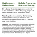 Pretty Frank Woodlands extra strength travel size deodorant with baking soda directions, warnings, and full ingredient list