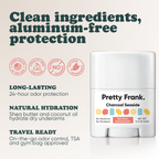 Pretty Frank Charcoal Seaside extra strength travel size deodorant with baking soda: 24-hour odor protection, with shea butter and coconut oil for hydration