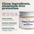 Pretty Frank Lavender extra strength natural deodorant jar with baking soda: 24-hour odor protection, with shea butter and coconut oil for hydration