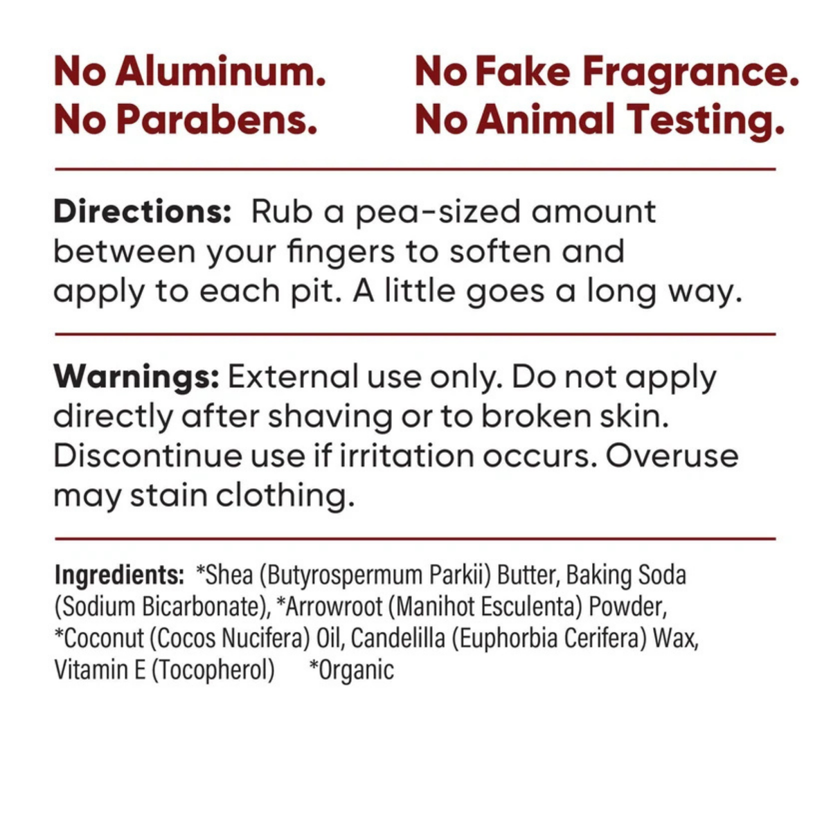Pretty Frank Unscented extra strength natural deodorant jar with baking soda directions, warnings, and full ingredient list