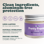 Pretty Frank Lavender baking soda free natural deodorant jar: 24-hour odor protection, with shea butter and coconut oil for hydration