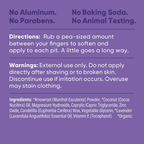 Pretty Frank Lavender baking soda free natural deodorant jar directions, warnings, and full ingredient list