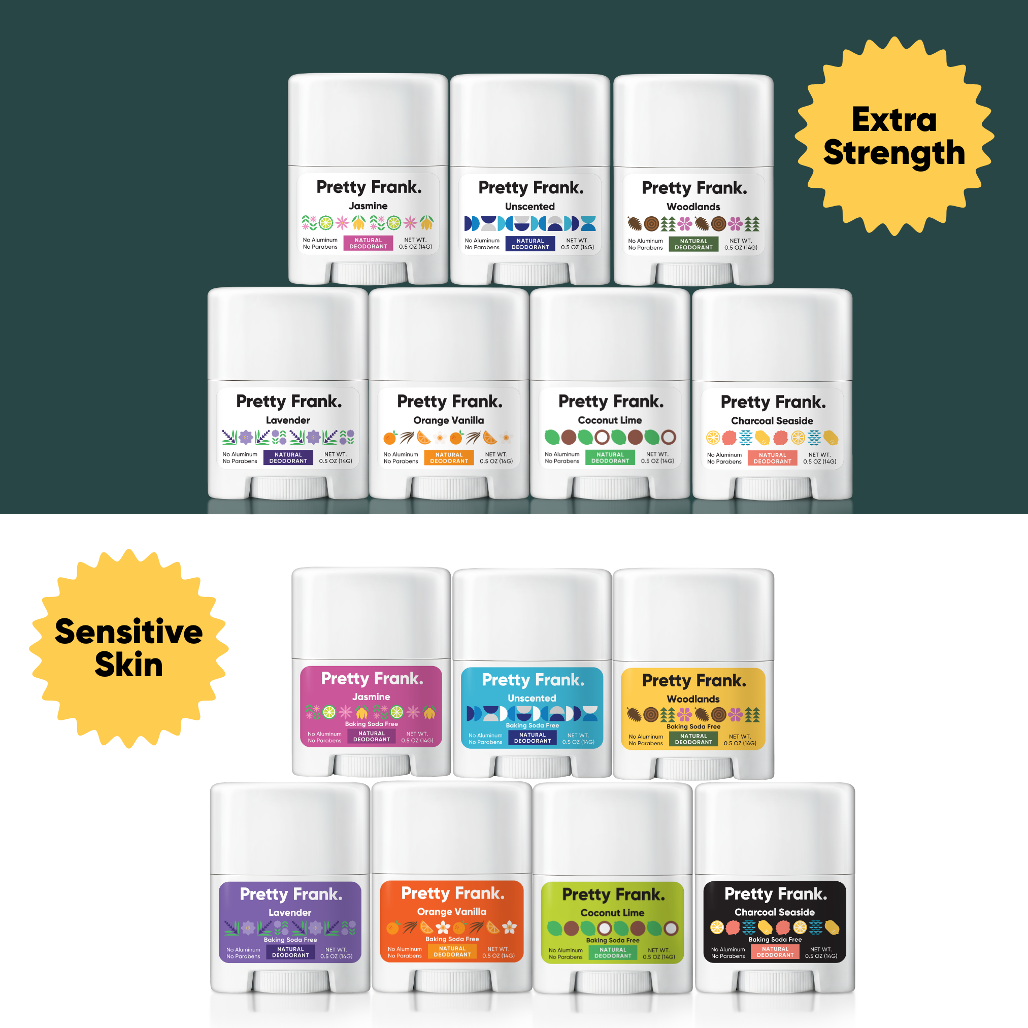 Mini Travel Size Natural Deodorant - Baking Soda - Extra Strength Formula