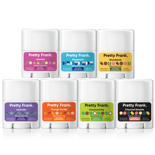 Pretty Frank Natural Aluminum-Free & Baking Soda-Free Travel Deodorant Sticks, All Scents (7-Pack)