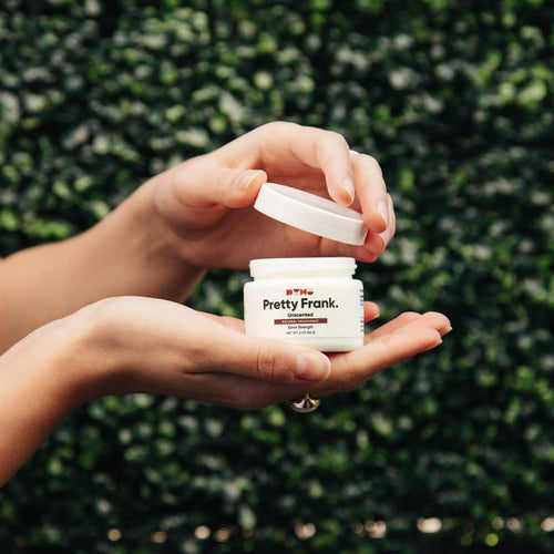 Pretty Frank extra strength natural deodorant jar with baking soda – lifestyle photo