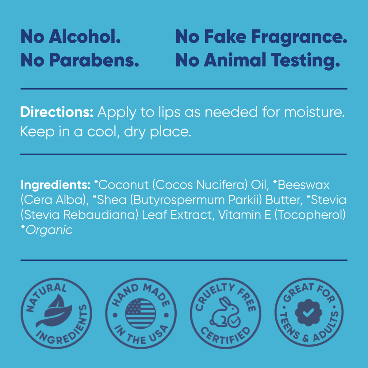 Unscented natural lip balm ingredients and directions – no alcohol, parabens or fake fragrance – Pretty Frank